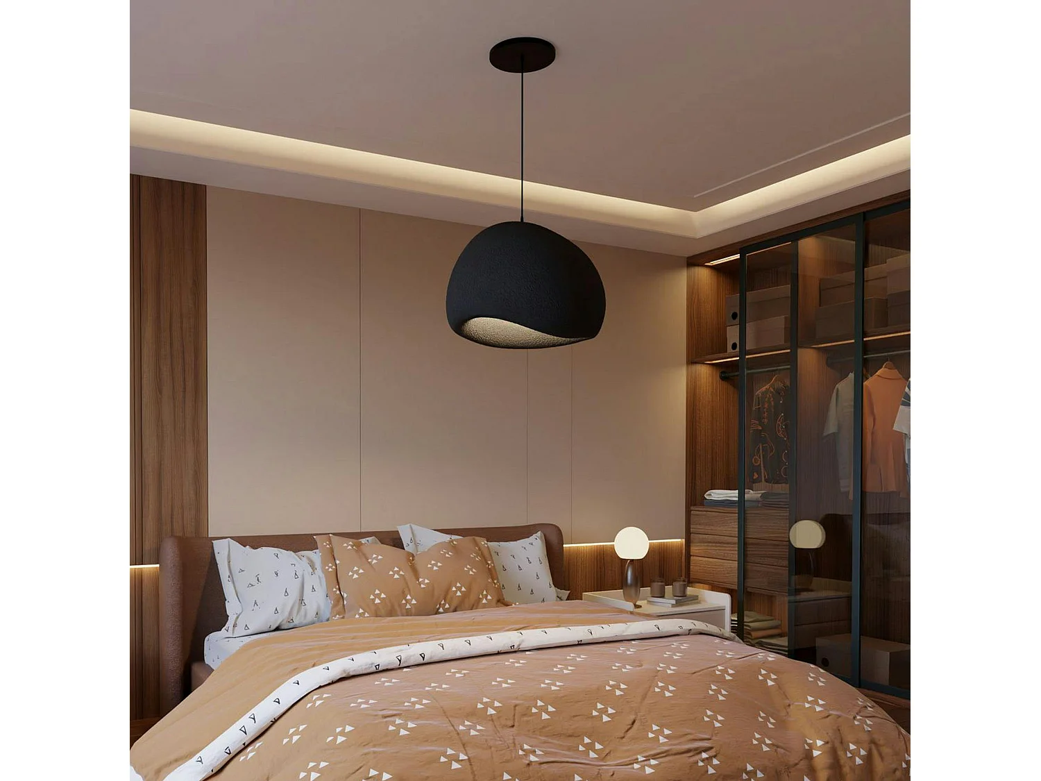 Suspension noire design forme organique 42 cm NOXIS