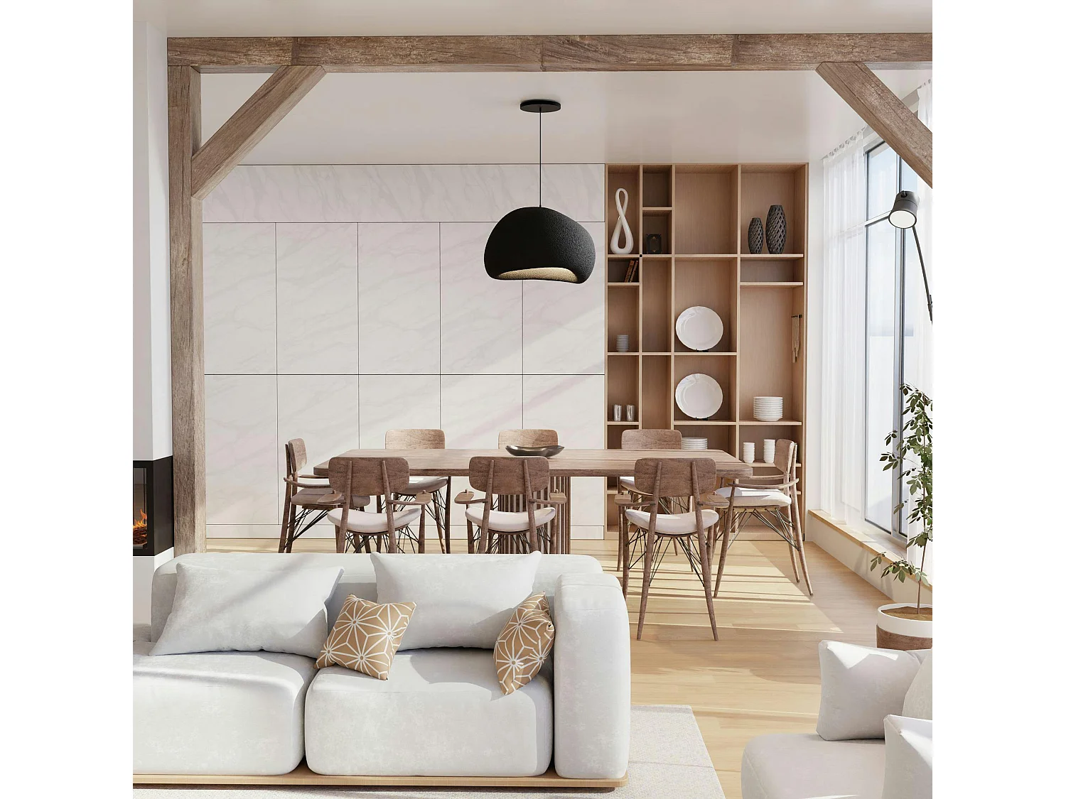 Suspension noire design forme organique 42 cm NOXIS