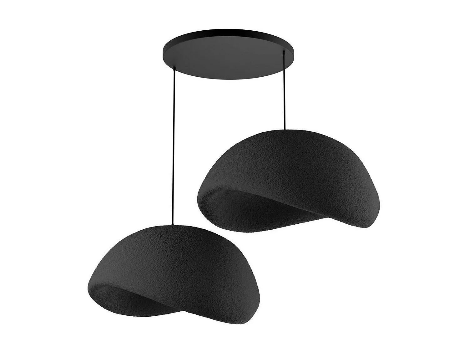 Suspension design noire 2 abat-jour wabi-sabi 50 cm NOXIS