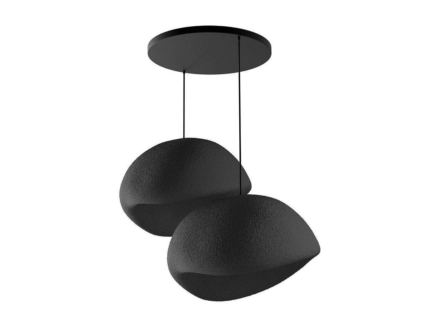 Suspension design noire 2 abat-jour wabi-sabi 50 cm NOXIS