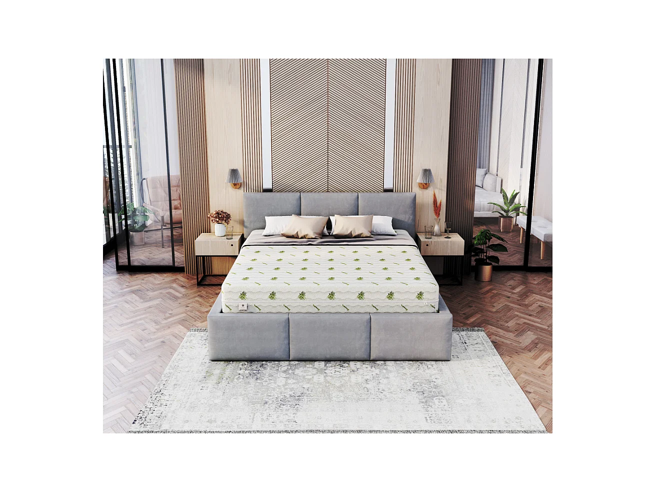 Matelas Noir - Ressorts ensachés - Mousse profilée - 140x200 - 23cm