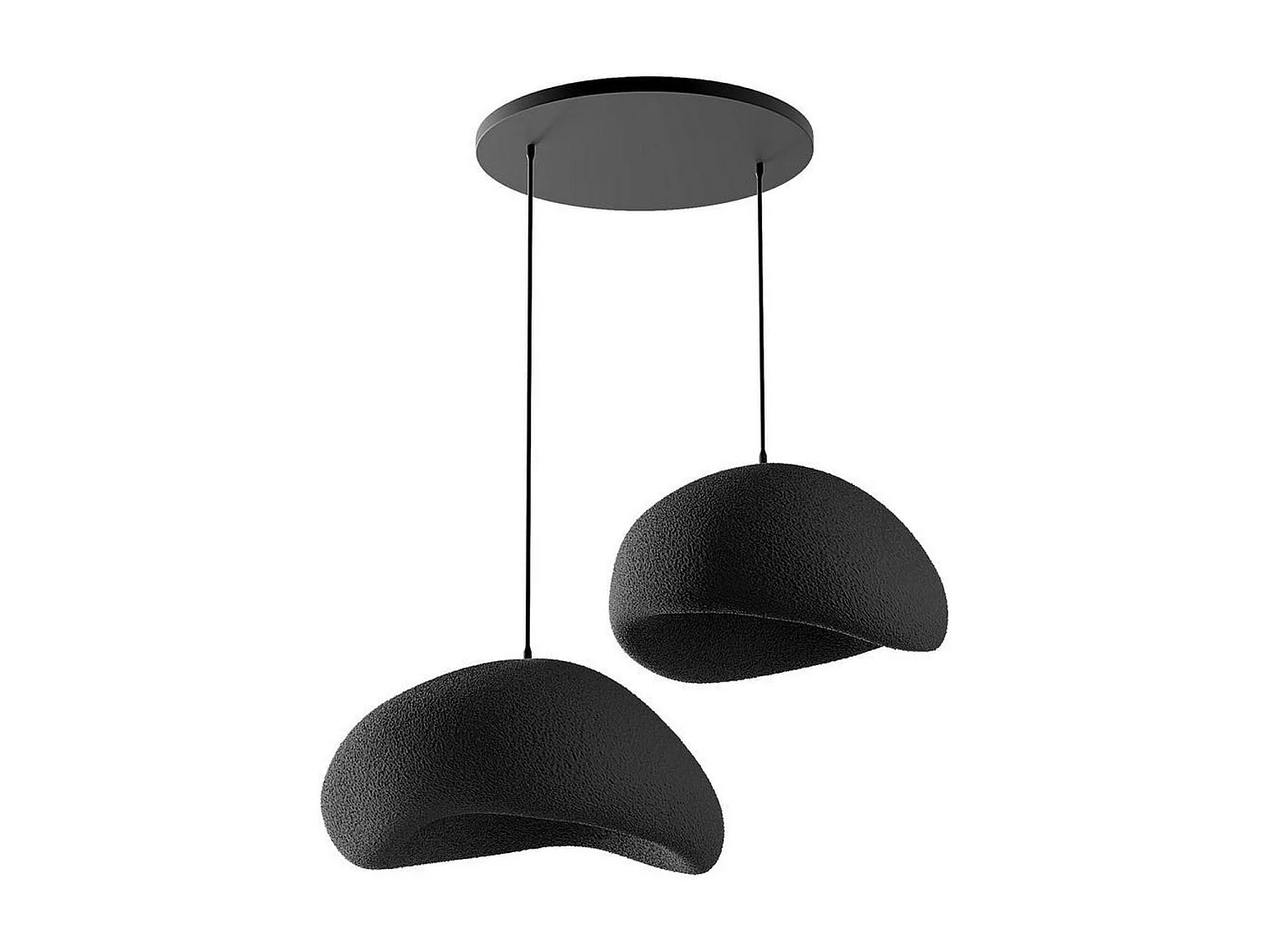 Suspension noire design 2 abat-jour style wabi-sabi NOXIS
