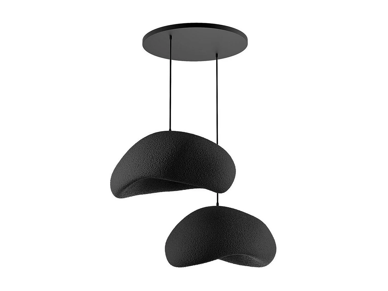 Suspension noire design 2 abat-jour style wabi-sabi NOXIS