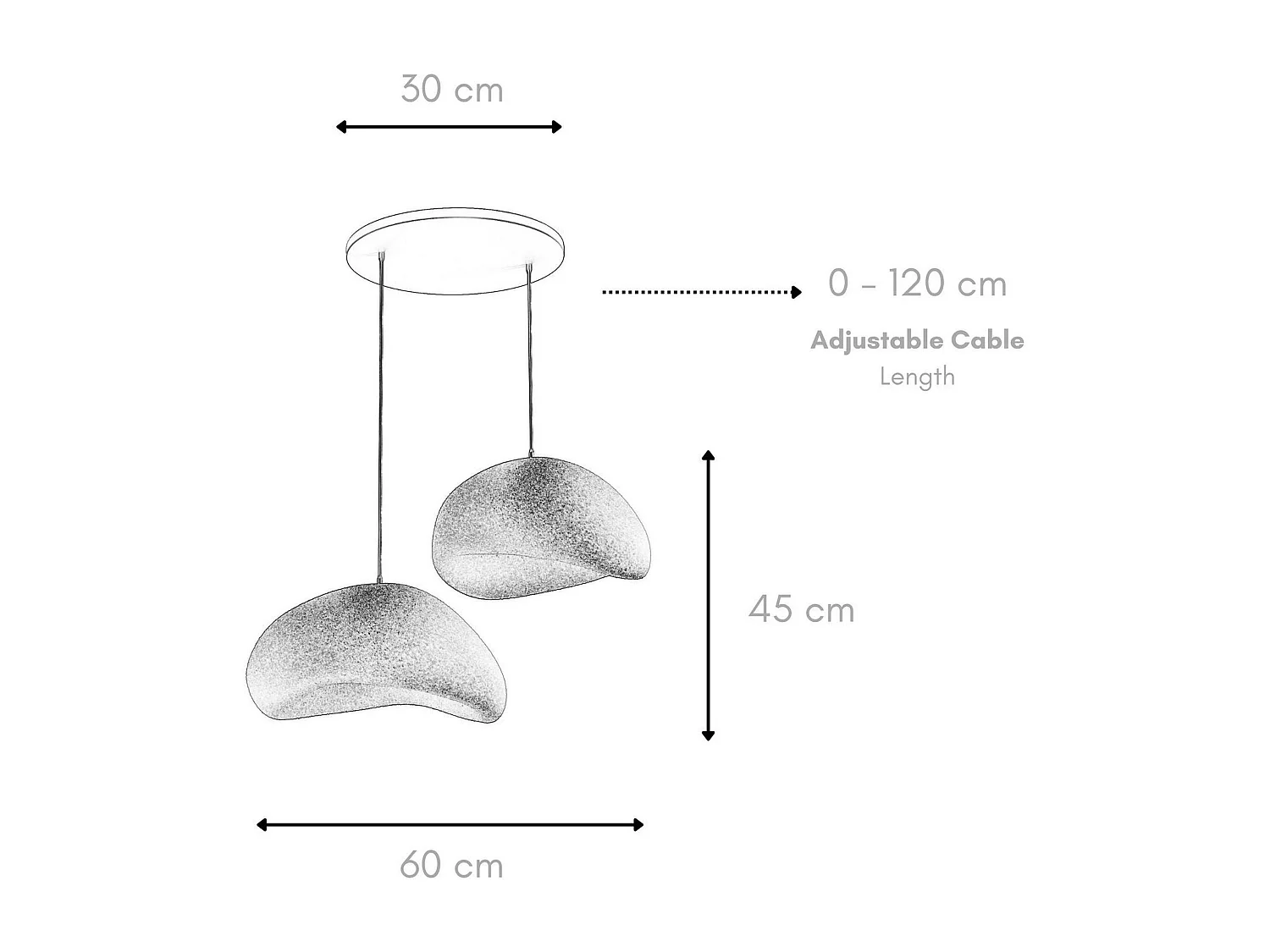 Suspension noire design 2 abat-jour style wabi-sabi NOXIS