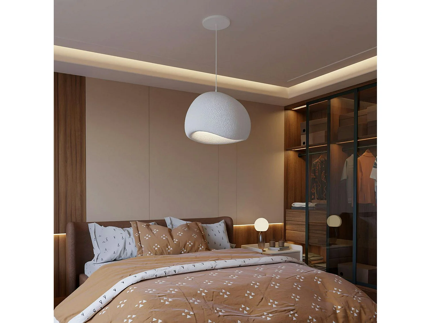 Suspension blanche design forme organique 42 cm NOXIS