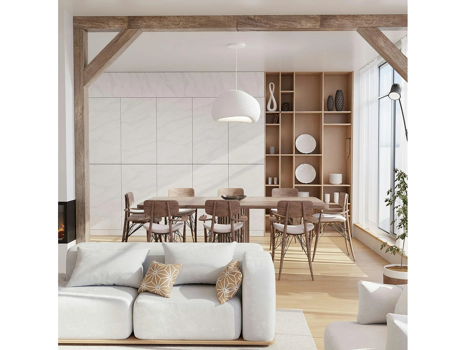 Suspension blanche design forme organique 42 cm NOXIS