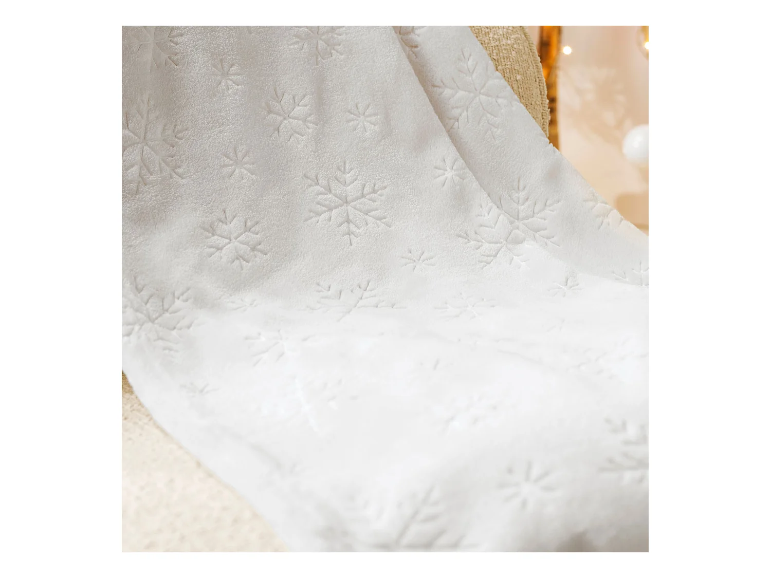 Plaid polaire chaud blanc 130x170 Flocon