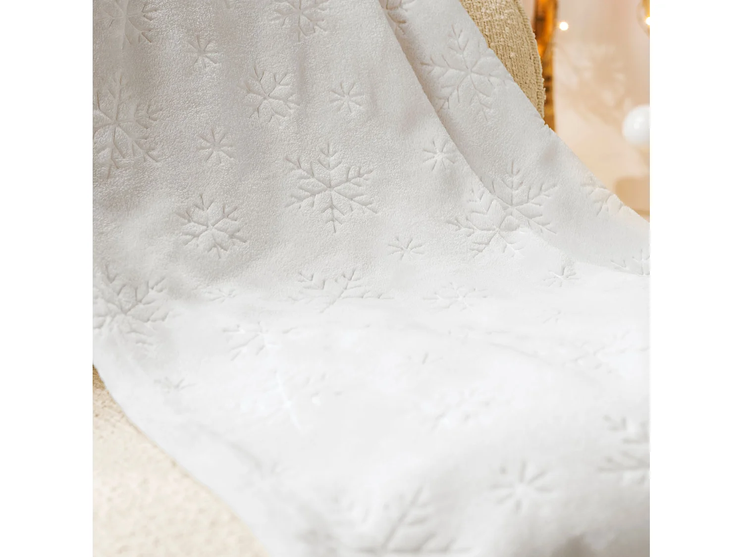 Plaid polaire chaud blanc 130x170 Flocon