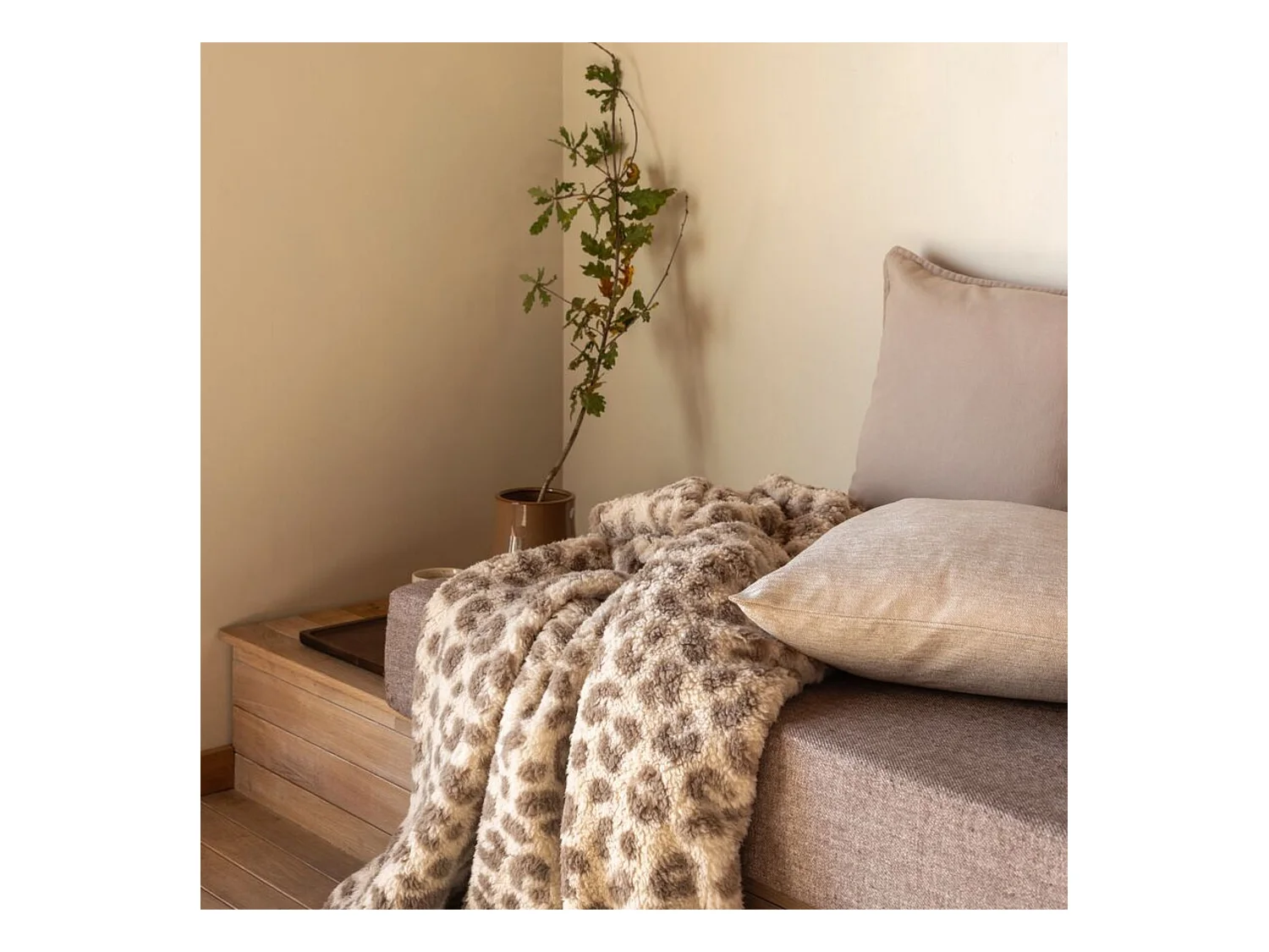 Plaid chaud cocooning beige 130x170 Leofur