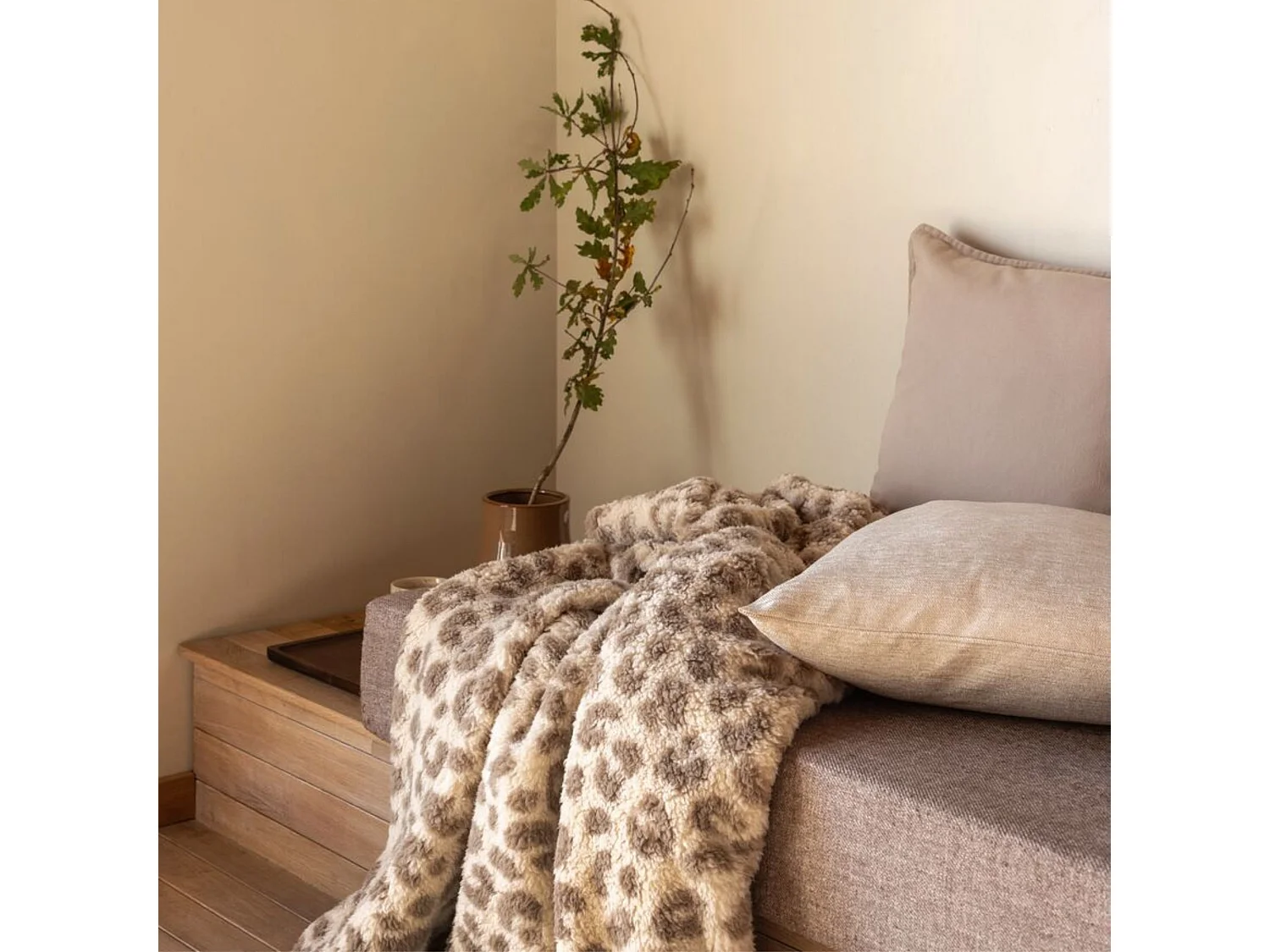 Plaid chaud cocooning beige 130x170 Leofur