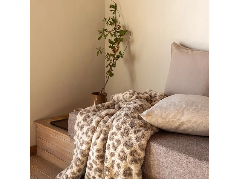 Plaid chaud cocooning beige 130x170 Leofur