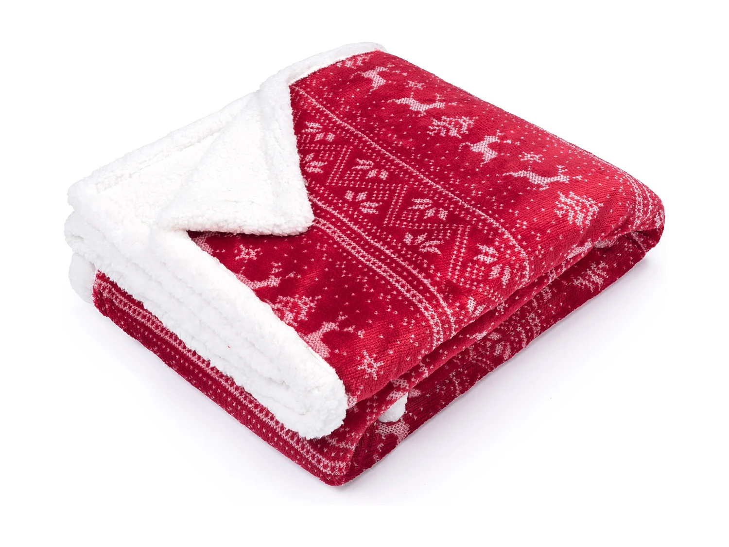 Plaid polaire cocooning rouge 130x170 Cerf