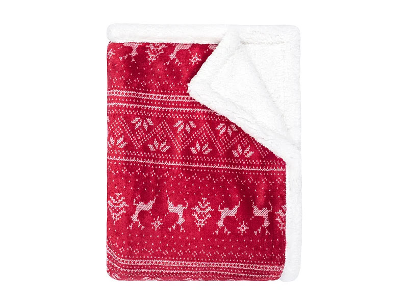 Plaid polaire cocooning rouge 130x170 Cerf