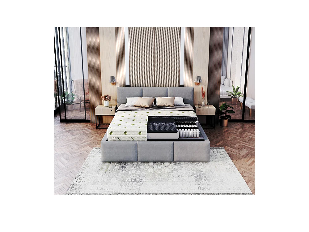 Matelas Noir - Ressorts ensachés - Mousse profilée - 180x200 - 23cm