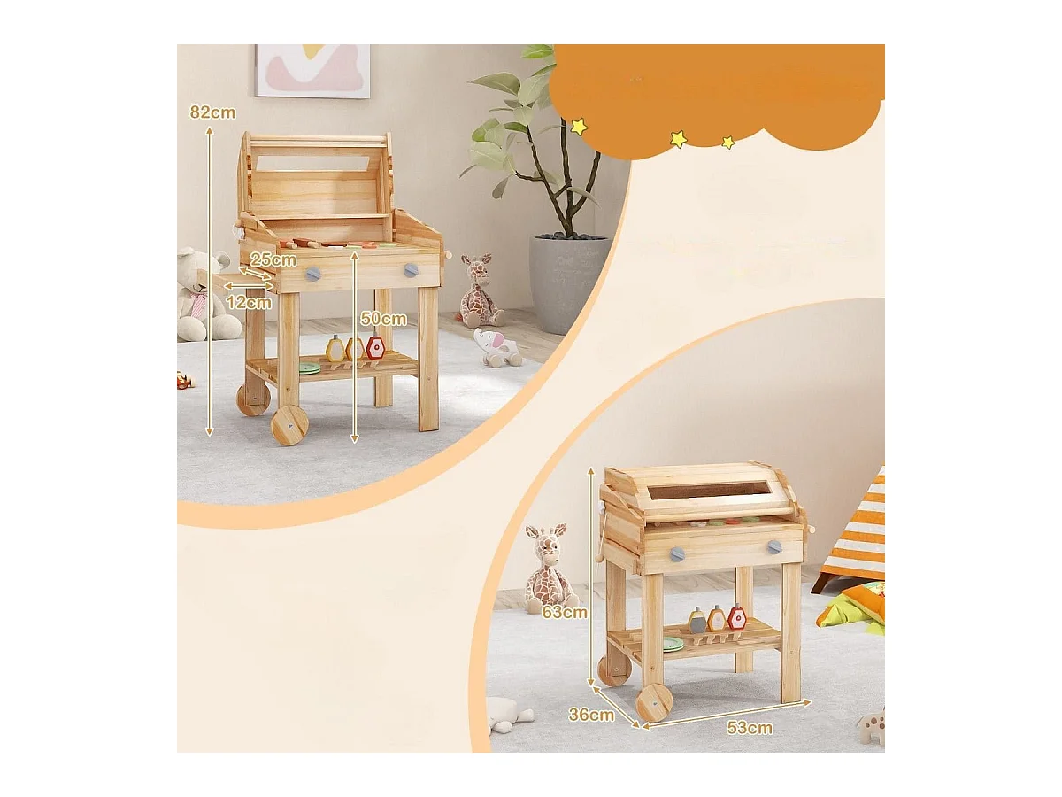 Kinder Grill-Spielset mit Spiel-Lebensmitteln & Grill-Werkzeugen & Zubehör Küchen Set