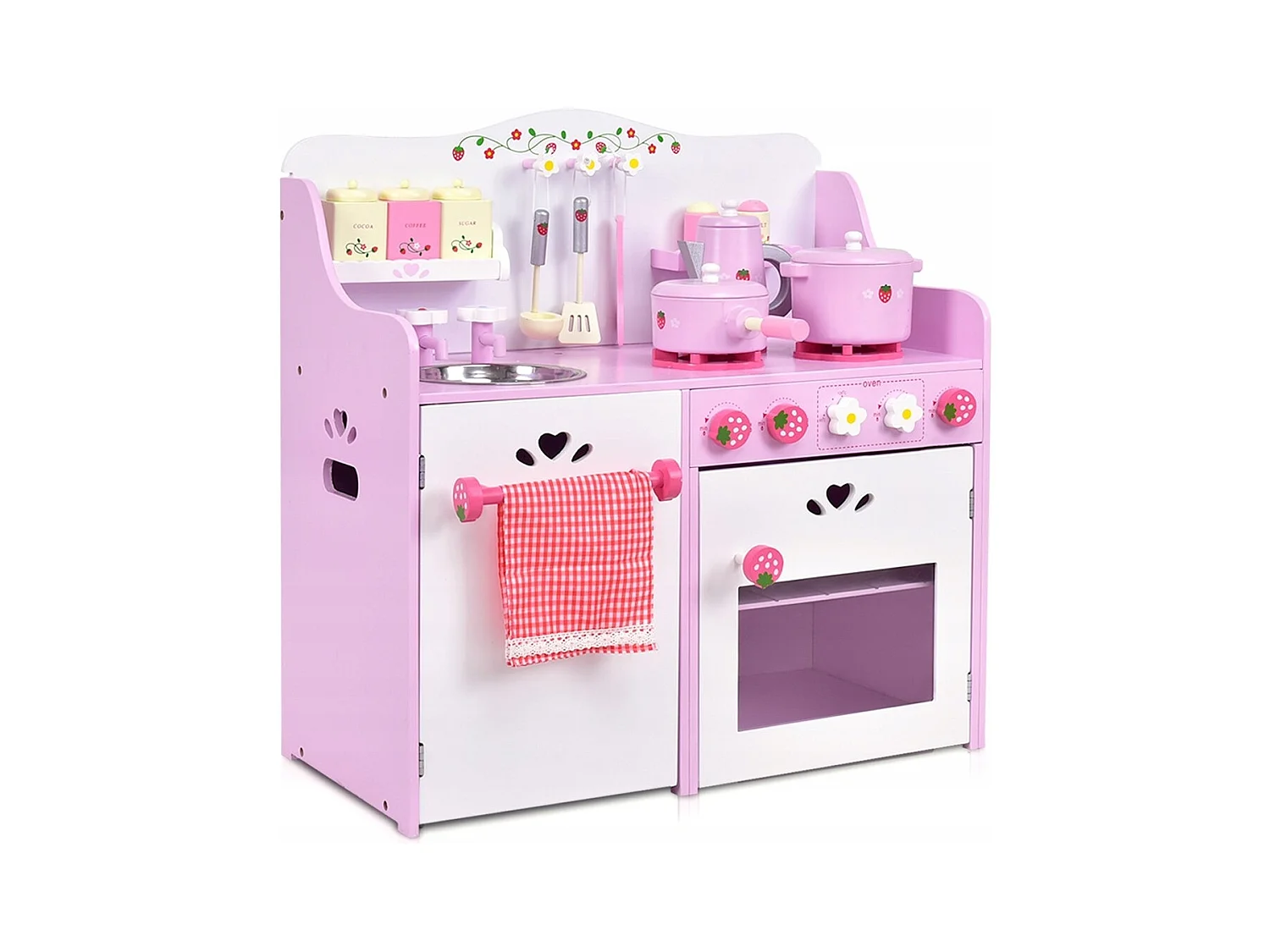 Rosa und Weiß Holz Kinderspielküche Spielzeugküche