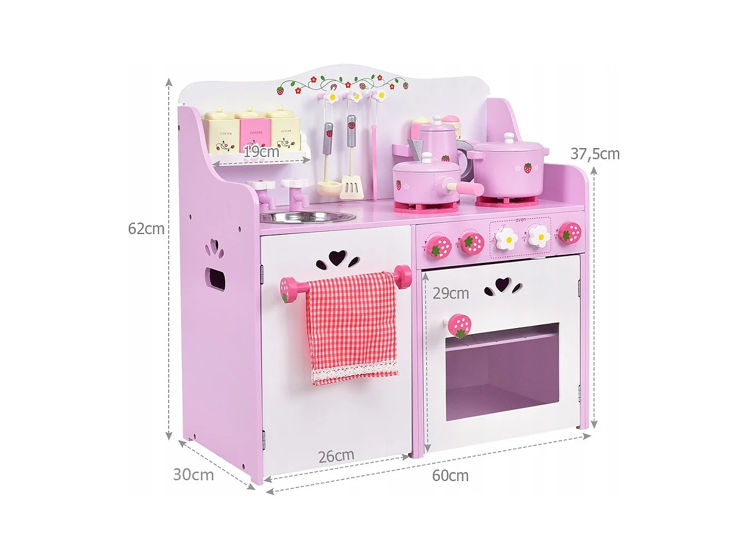 Rosa und Weiß Holz Kinderspielküche Spielzeugküche