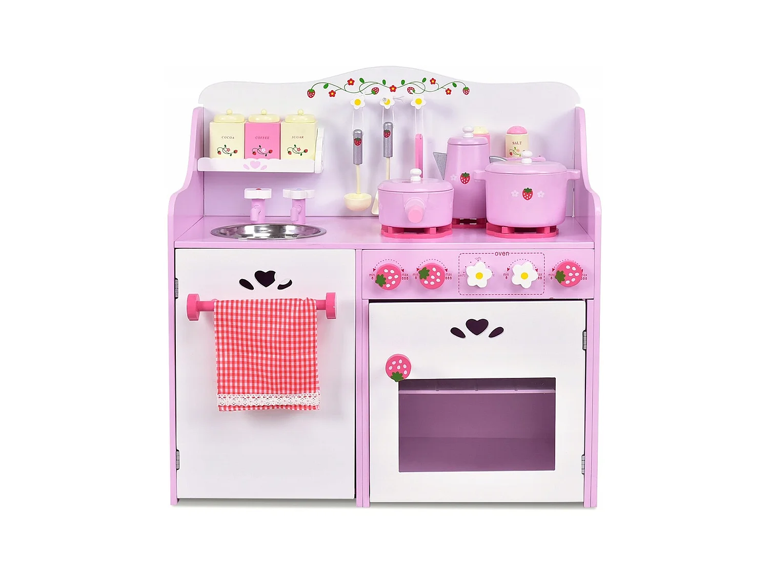 Rosa und Weiß Holz Kinderspielküche Spielzeugküche