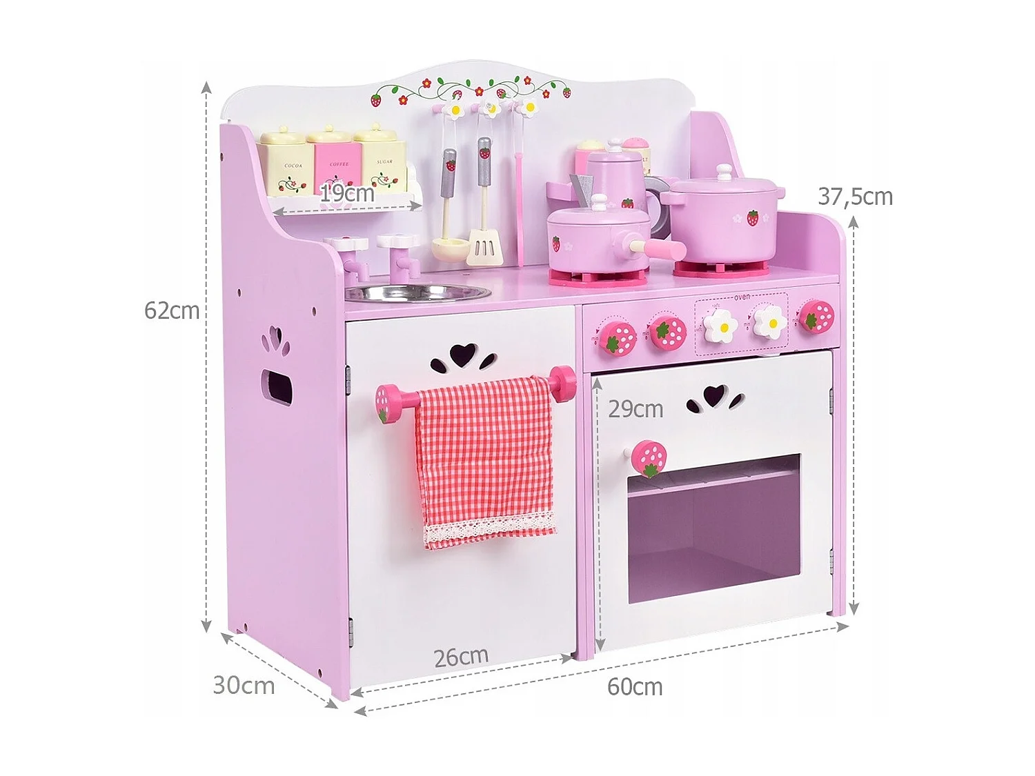 Rosa und Weiß Holz Kinderspielküche Spielzeugküche