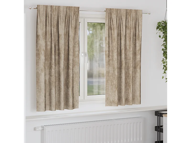 Cortinas de Veludo Elegantes em Champagne - 2 Peças 175x140 cm com Ilhós