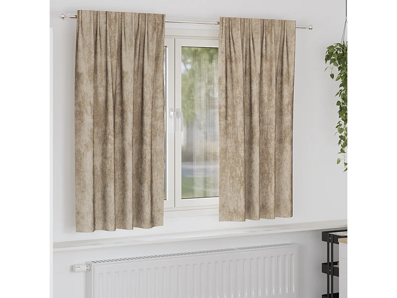 Cortinas de Veludo Elegantes em Champagne - 2 Peças 175x140 cm com Ilhós