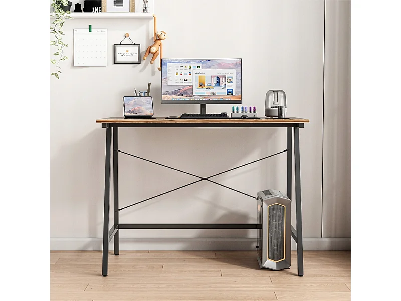 Secretária de Computador Loft Industrial Escolar Rústico Castanho Retrô 100 cm