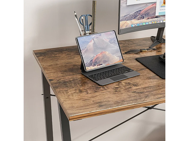 Secretária de Computador Loft Industrial Escolar Rústico Castanho Retrô 100 cm