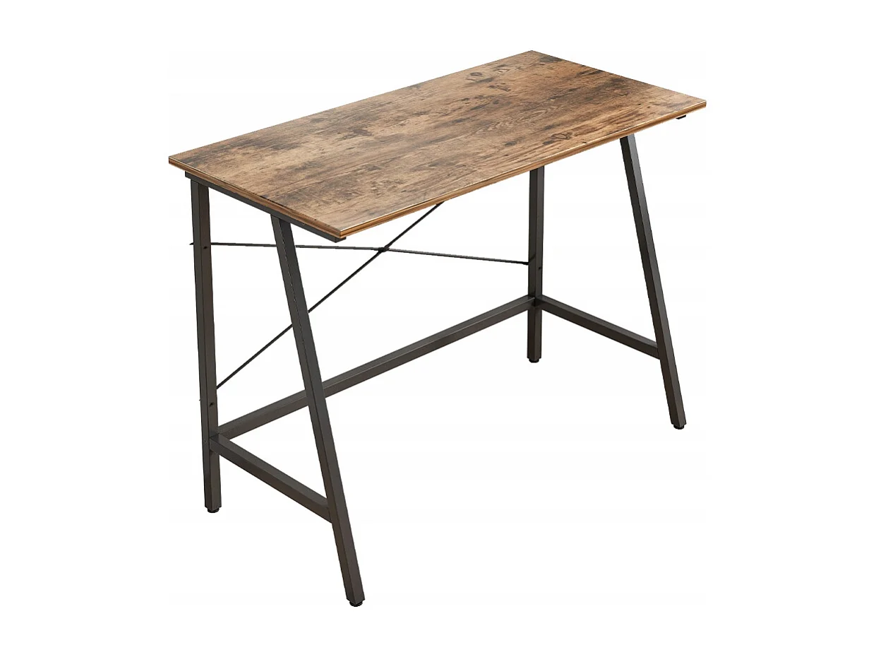 Secretária de Computador Loft Industrial Escolar Rústico Castanho Retrô 100 cm