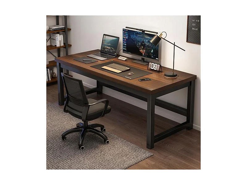 Secretária de Jogos Moderna em Faia Escura Loft Industrial 120 cm