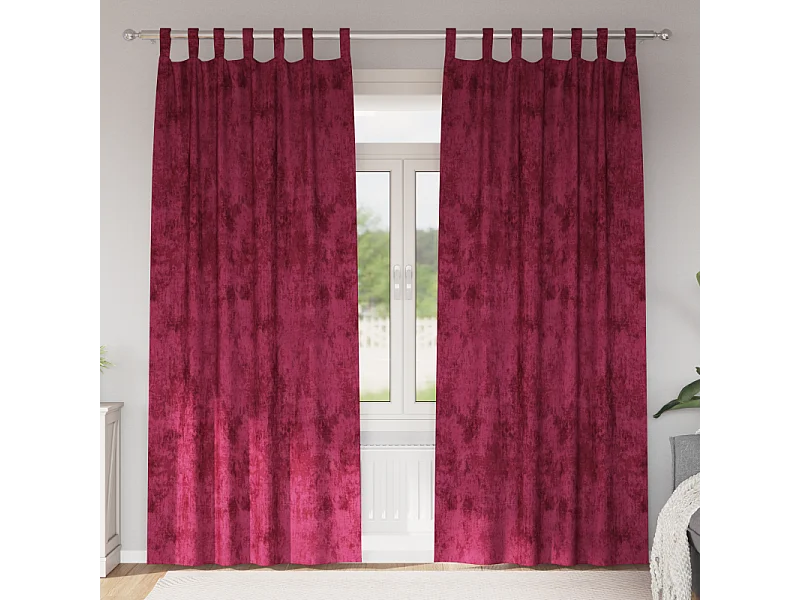 Cortinas de Veludo Bordô 2 peças com Ilhós 245x140 cm para Sala e Quarto