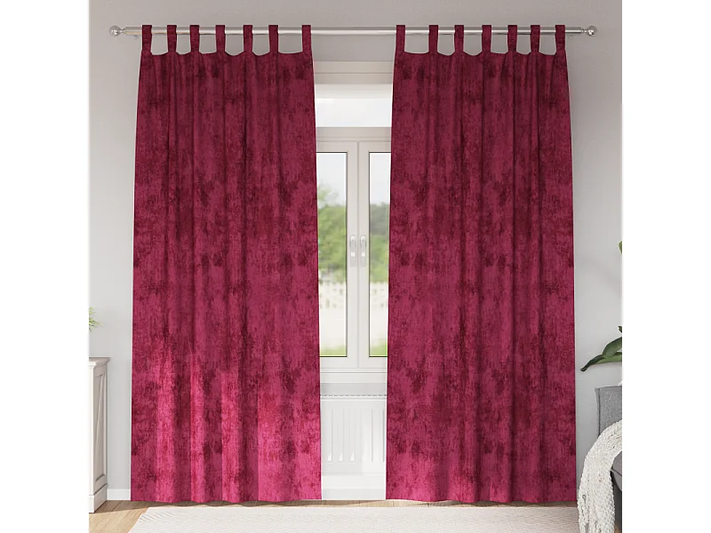 Cortinas de Veludo Bordô 2 peças com Ilhós 245x140 cm para Sala e Quarto