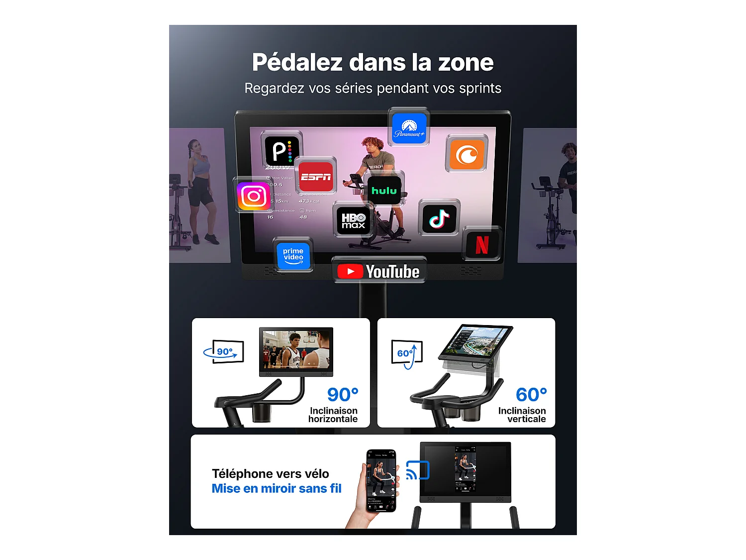 Heimtrainer Fahhrad für Zuhause, leises Fitnessbike mit HD-Screen, Magnetischer Widerstand, 8 Widerstandsstufen, bis 136 KG belastbar