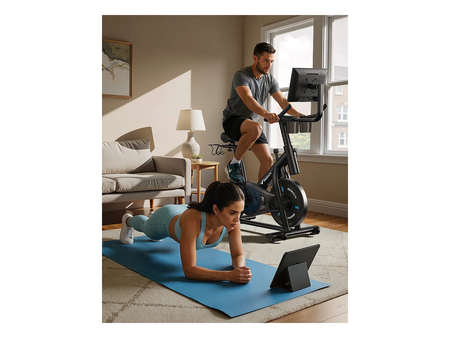 Heimtrainer Fahhrad für Zuhause, leises Fitnessbike mit HD-Screen, Magnetischer Widerstand, 8 Widerstandsstufen, bis 136 KG belastbar