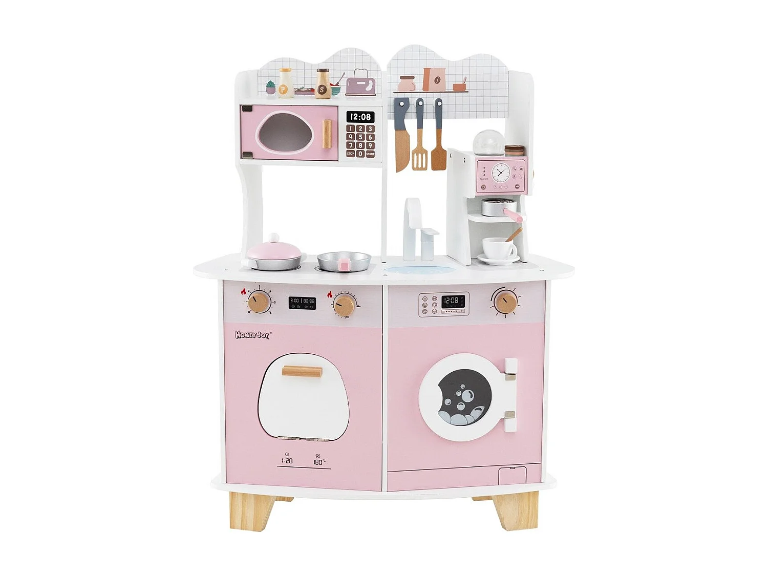 Set cucina giocattolo in legno per bambini, Set cucina per bambini da 3+ anni Rosa