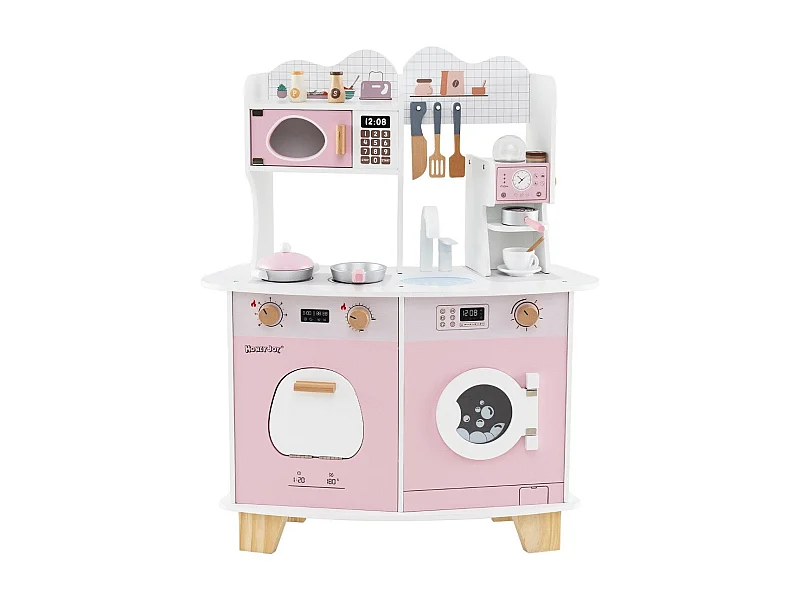 Set cucina giocattolo in legno per bambini, Set cucina per bambini da 3+ anni Rosa