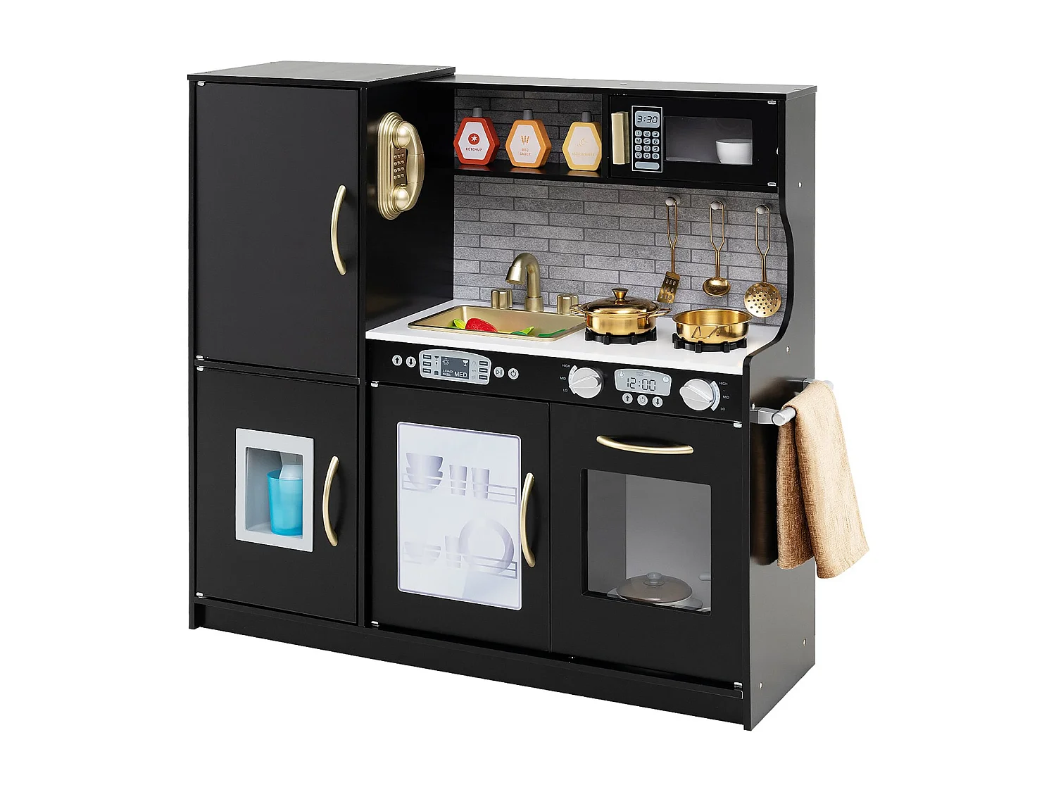 Cuisine pour jouer Jeu de cuisine pour jeunes enfants avec tableau 82 x 24 x 80 cm Noir