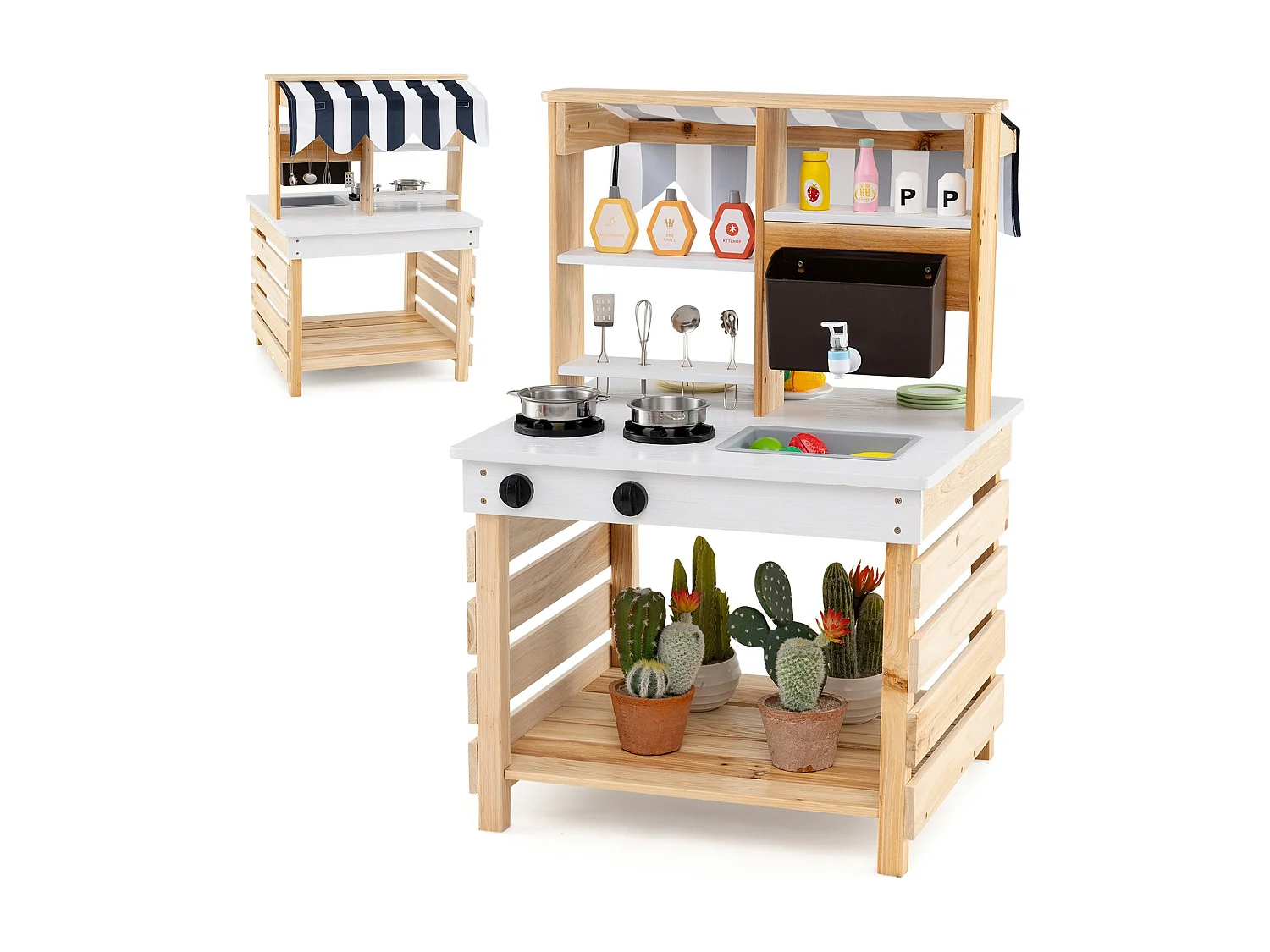 Cucina di fango per bambini all'aperto con funzione acqua Cucina per bambini bifacciale cucina natura