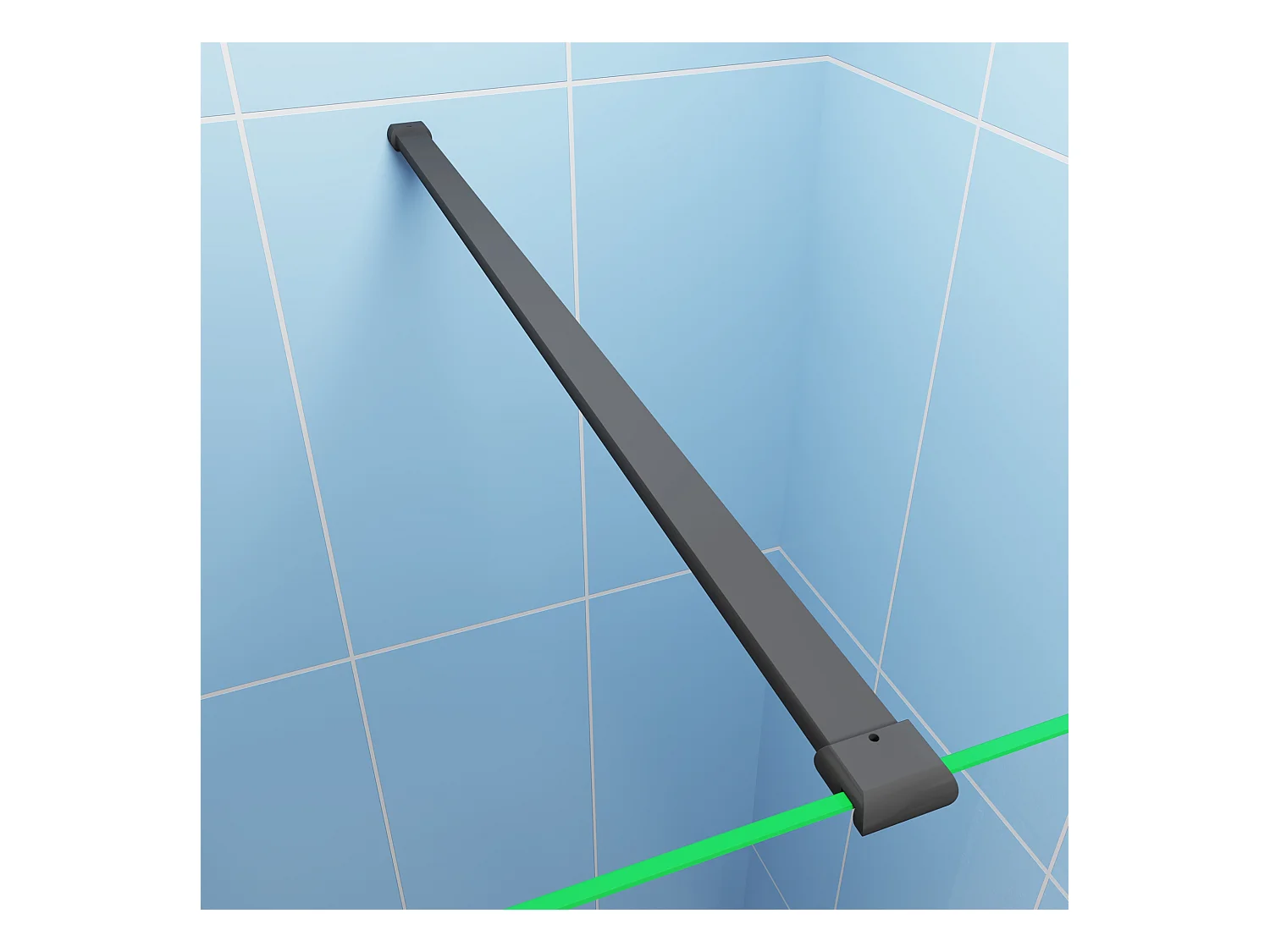 Ideale keuze voor de badkamer-inloopdouche 120x200cm-8mm easy clean glas met zwarte zeefdruk-planchet-N-stabilisatiestang 140cm-Snijbaar-mat zwart