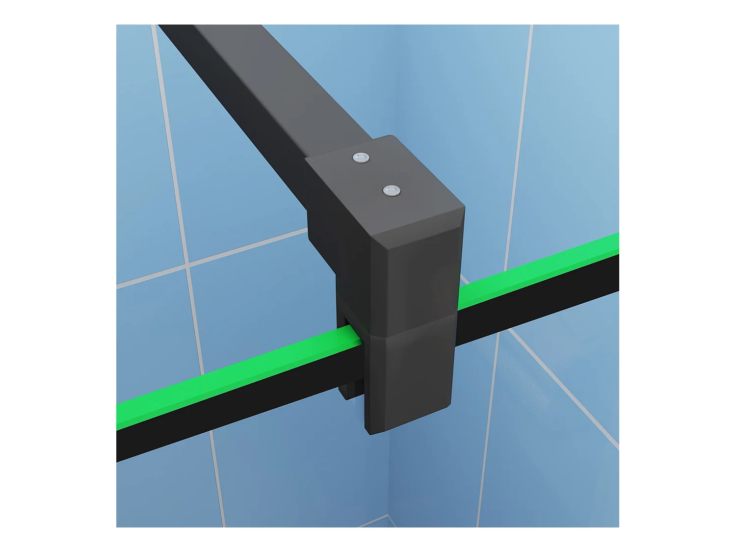 Ideale keuze voor de badkamer-inloopdouche 80x200cm-8mm easy clean glas met zwarte zeefdruk-planchet-F-stabilisatiestang 90cm-Snijbaar-mat zwart