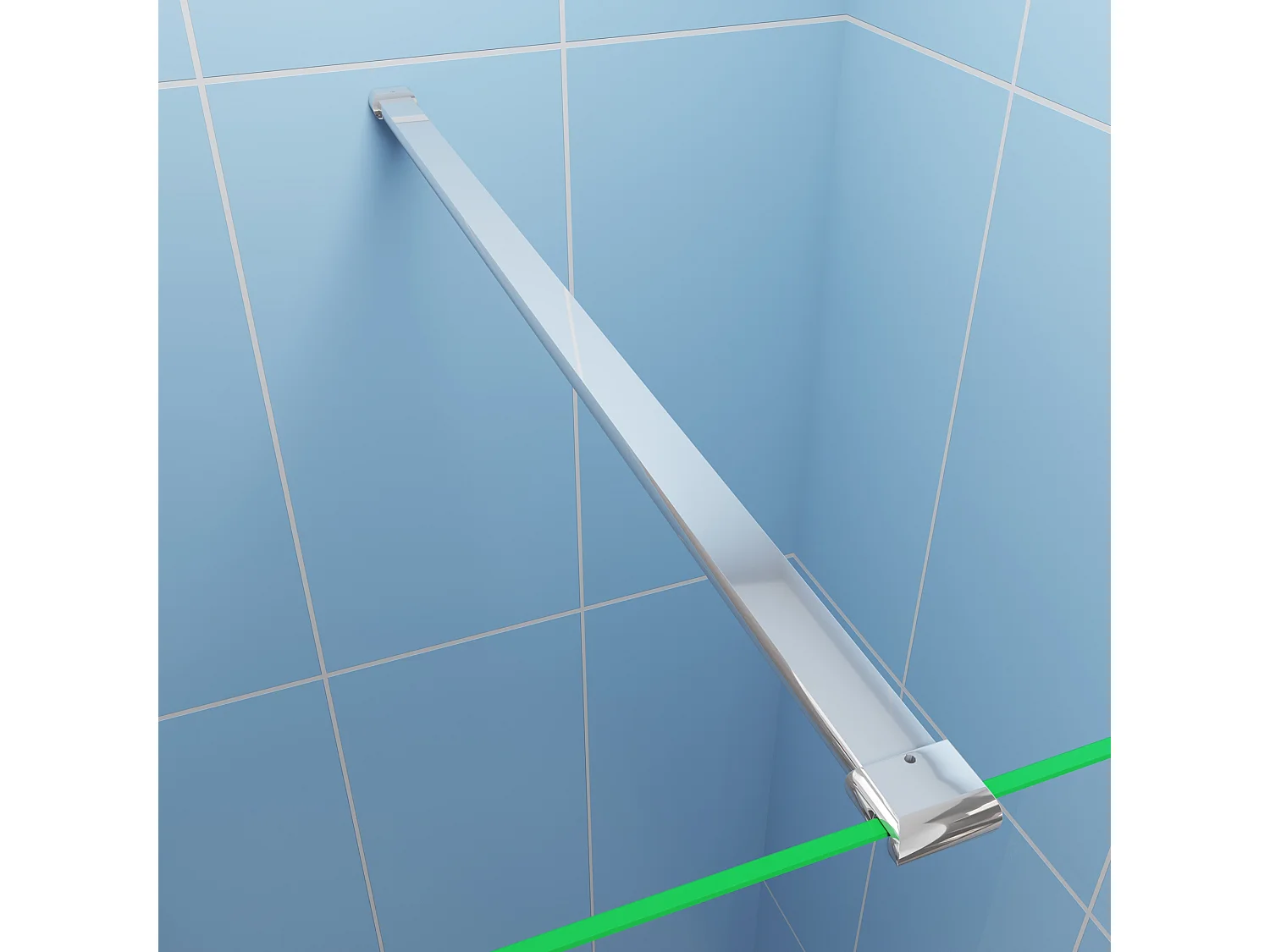 Moderne inloopdouche 120x200cm-8mm easy clean glas met planchet-N-stabilisatiestang 140cm-Snijbaar-glanzend chromen