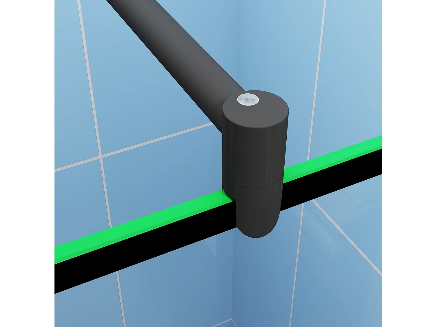 Industriële inloopdouchewand 90x200cm-Regelmatig blokpatroon-8mm easy clean glas-planchet-Stabilisatiestangen 70-120cm-mat zwart