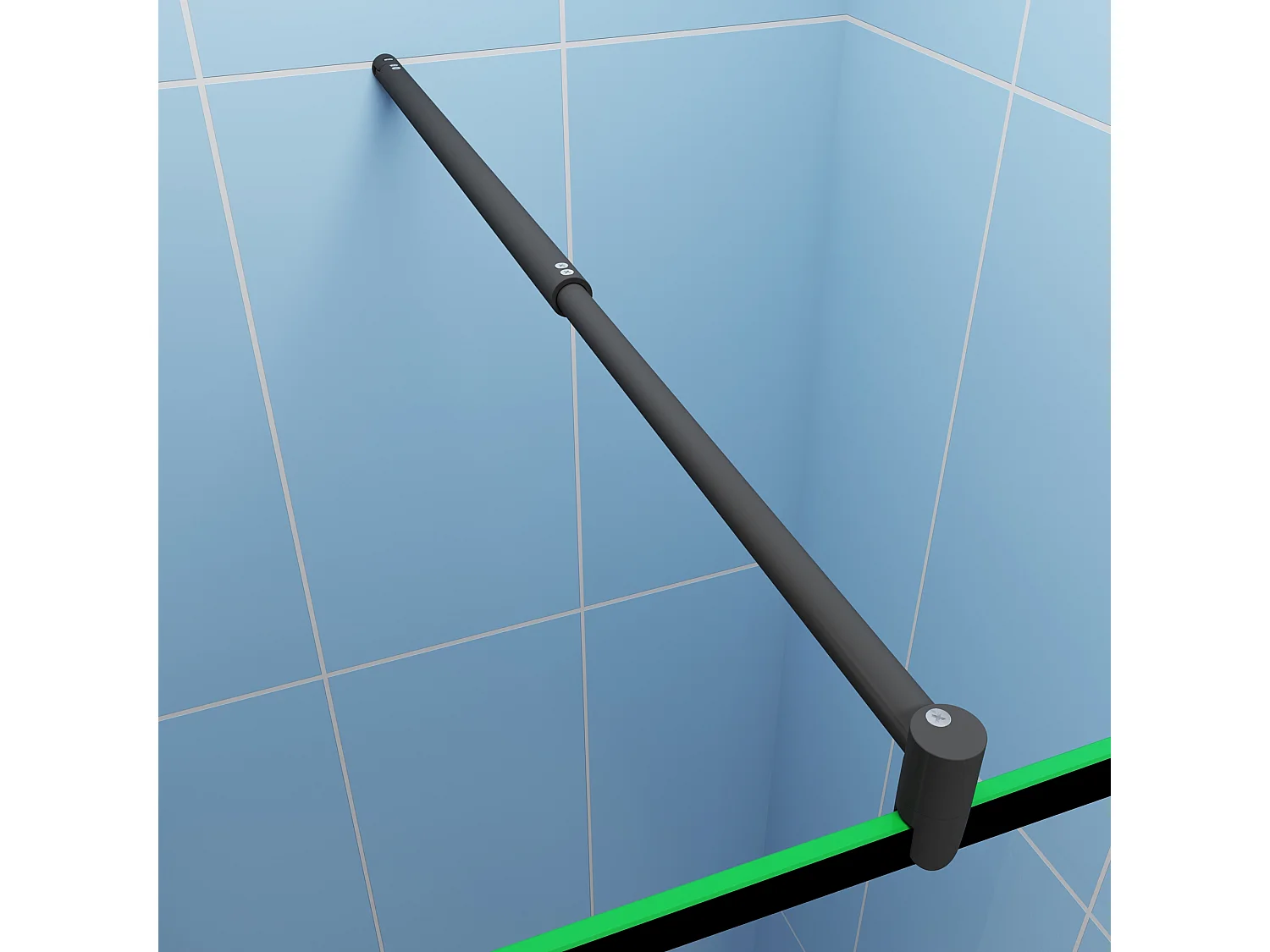 Ideale keuze voor de badkamer-inloopdouche 90x200cm-8mm easy clean glas met zwarte zeefdruk-planchet-Stabilisatiestangen 70-120cm mat zwart