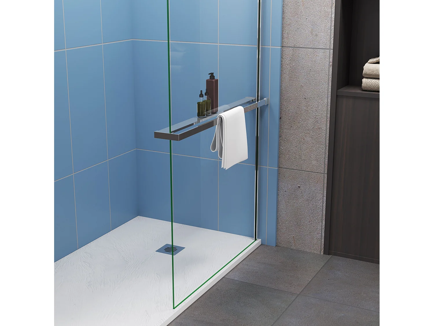 Moderne inloopdouche 100x200cm-8mm easy clean glas met planchet-glanzend chromen