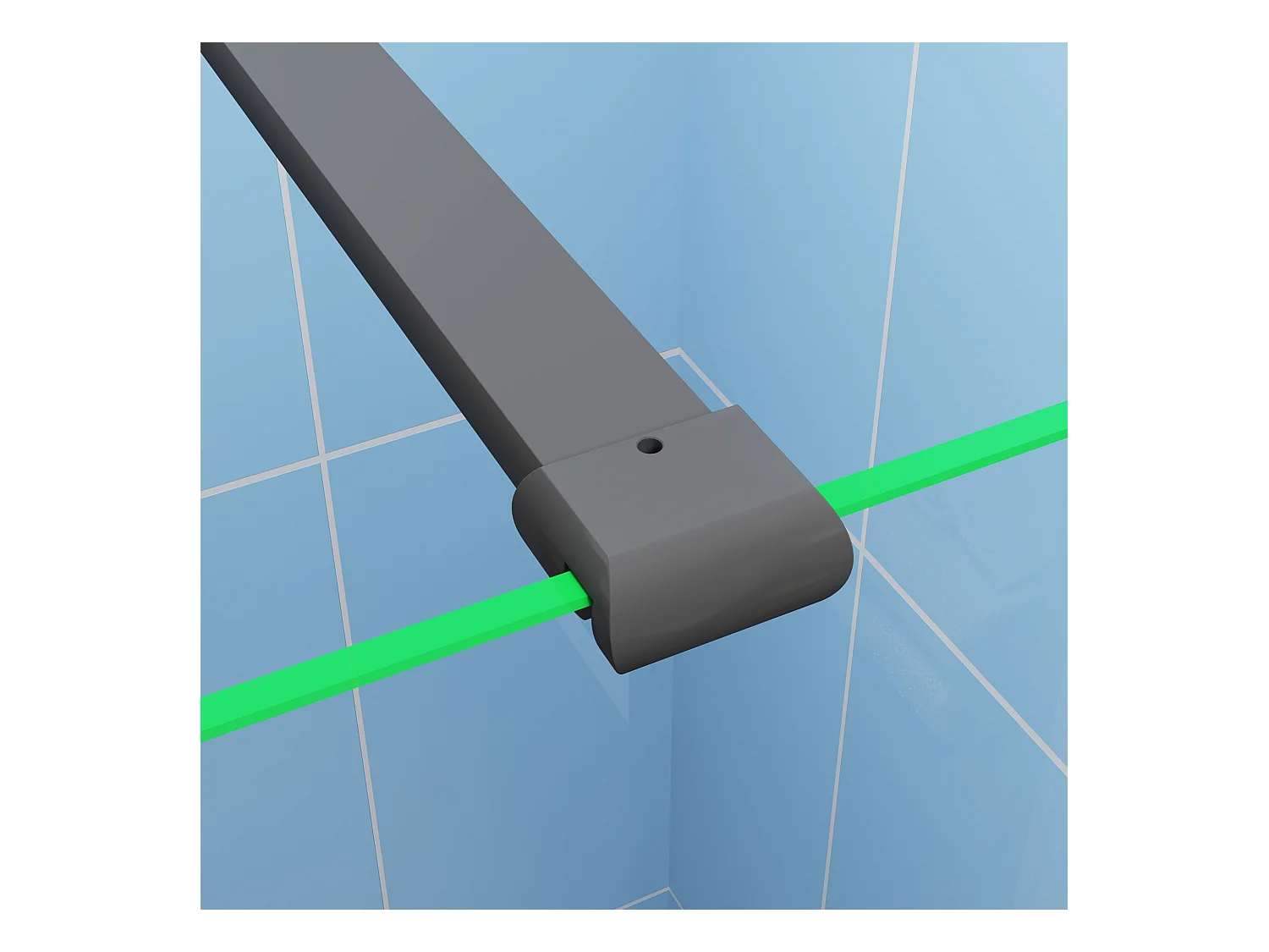 Ideale keuze voor de badkamer-inloopdouche 140x200cm-8mm easy clean glas met zwarte zeefdruk-planchet-N-stabilisatiestang 90cm-Snijbaar-mat zwart