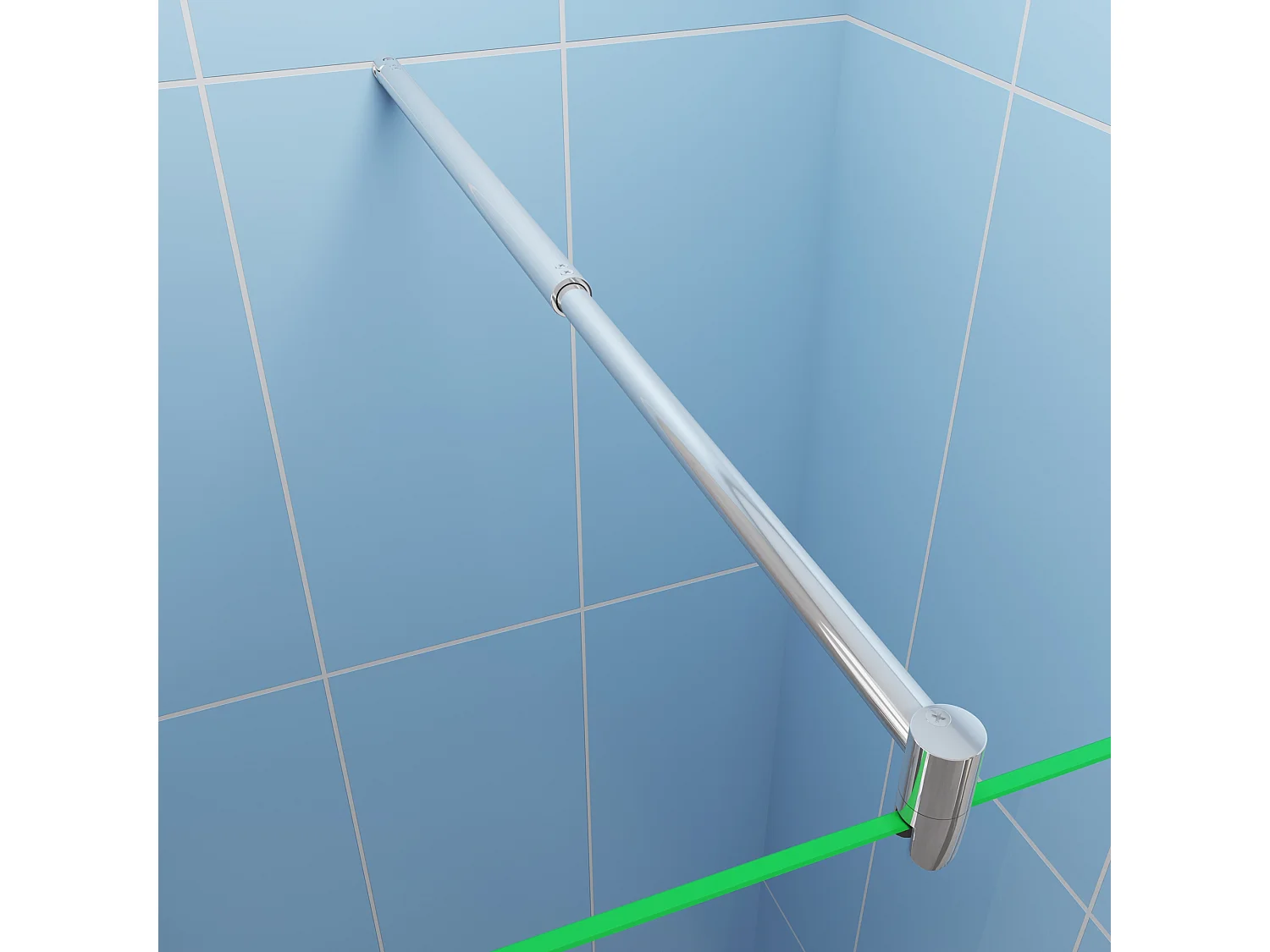 Moderne inloopdouche 100x200cm-8mm easy clean glas met planchet-Stabilisatiestangen 70–120cm-glanzend chromen