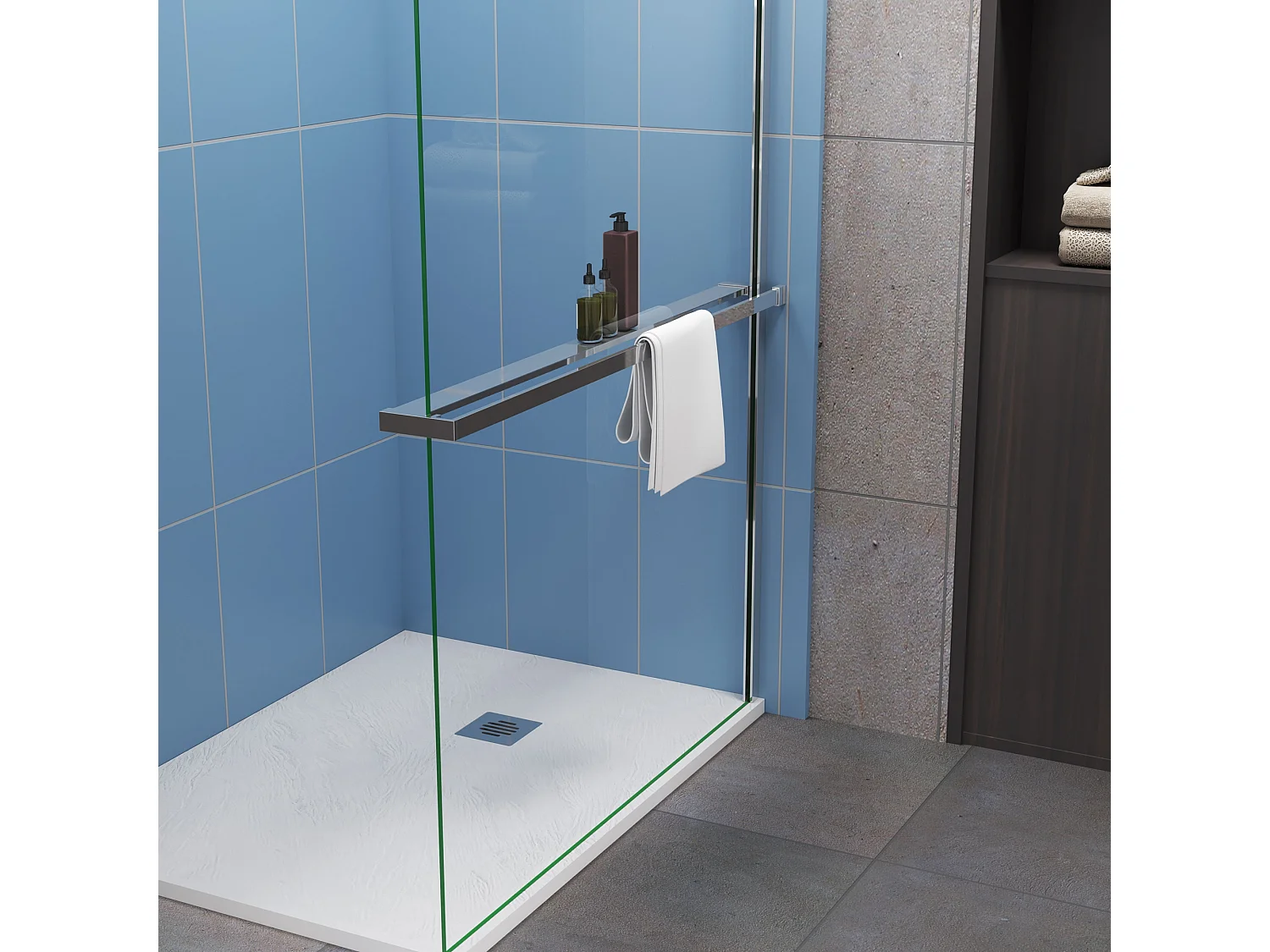 Moderne inloopdouche 120x200cm-8mm easy clean glas met planchet-glanzend chromen