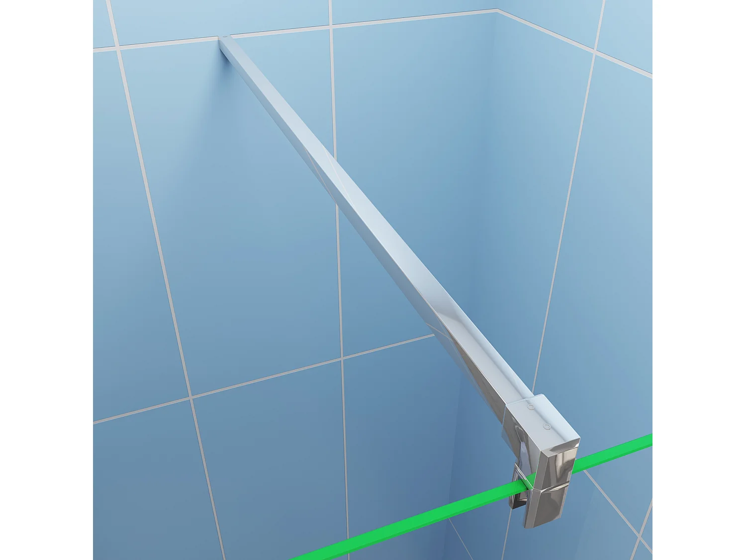 Moderne inloopdouche 140x200cm-8mm easy clean glas met planchet-F-stabilisatiestang 90cm-Snijbaar-glanzend chromen