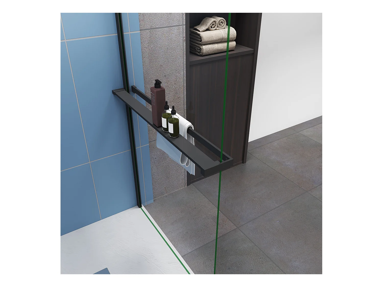 Moderne inloopdouche 80x200cm-8mm easy clean glas met planchet-Mat zwart