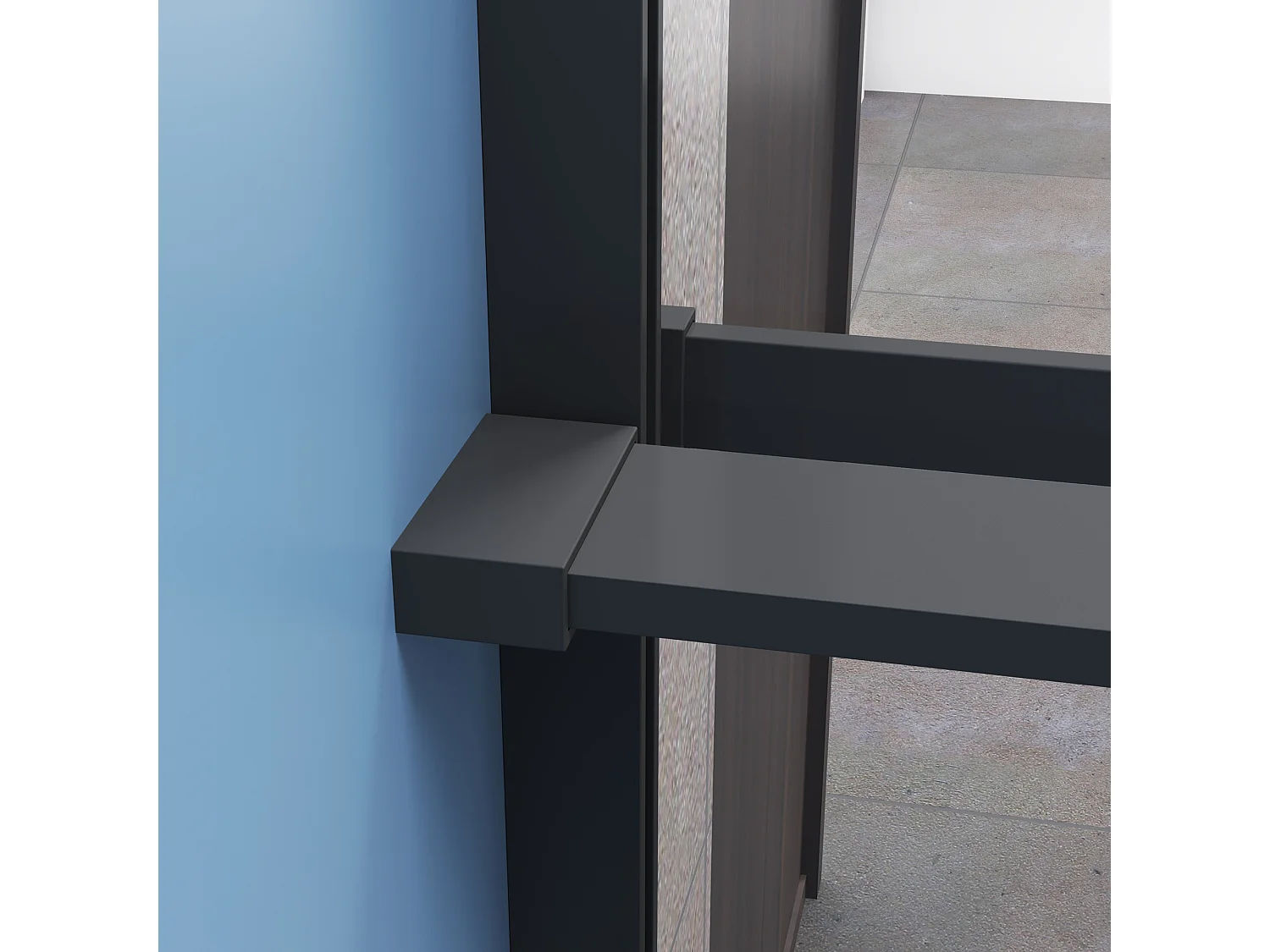 Moderne inloopdouche 90x200cm-8mm easy clean glas met planchet-Stabilisatiestangen 70–120cm-Mat zwart