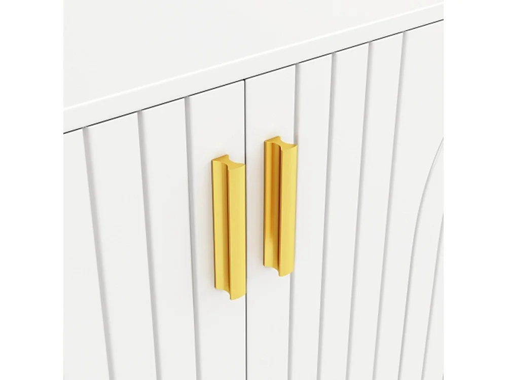 Sideboard mit einzigartigem Wellendesign, Kommode Wohnzimmerunterschrank(152 x 40 x 75 cm)